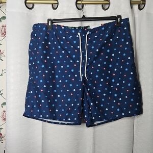Blue Patterned Men's Swim Shorts